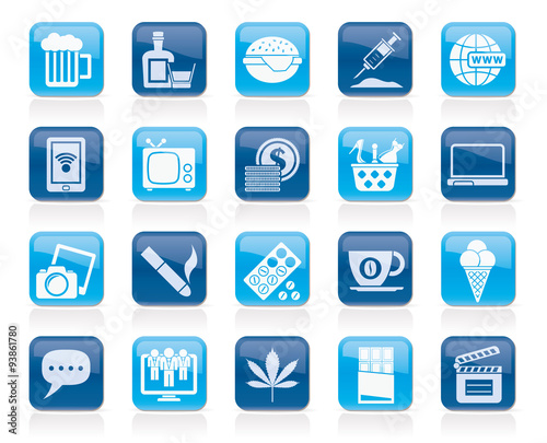 different types of Addictions icons - vector icon set