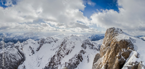 Panorama view of Dolomites mountains