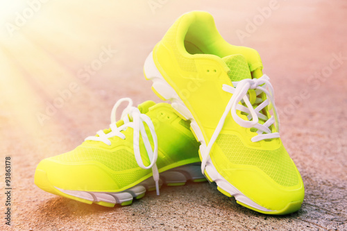 Pair of sport shoes outdoors