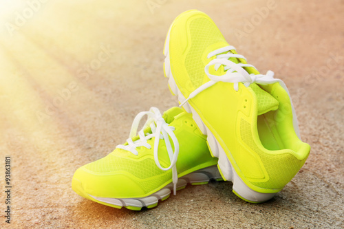 Pair of sport shoes outdoors