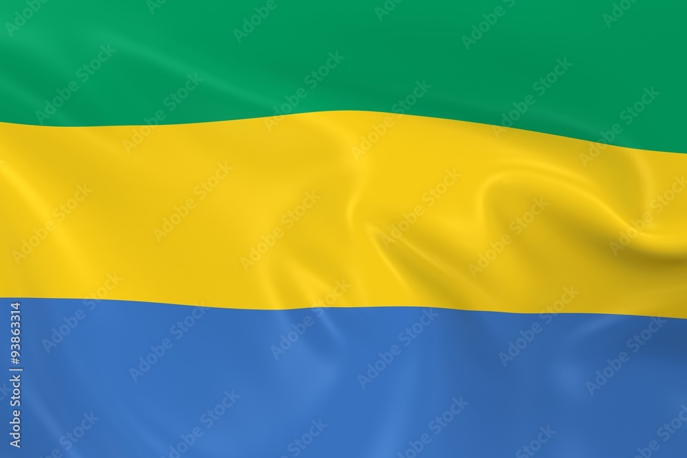 Waving Flag of Gabon - 3D Render of the Gabonese Flag with Silky Texture Waving Flag of Gabon - 3D Render of the Gabonese Flag with Silky Texture