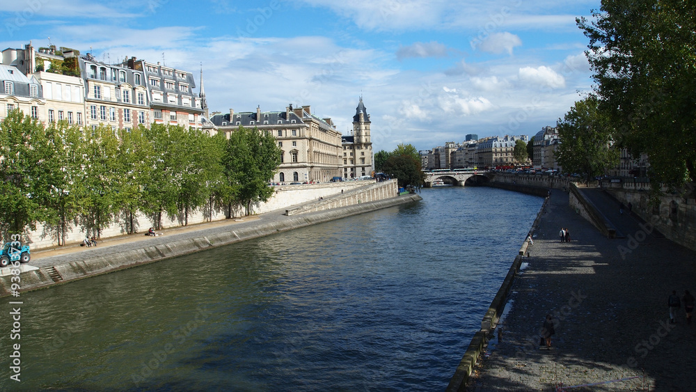 River city Paris bridges architecture blue