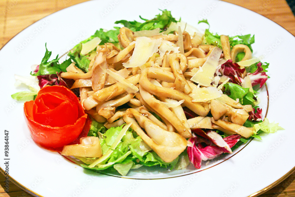 Dietary Food: Seafood Salad, Squid and Fresh Vegetables. Dietary Food: Seafood Salad, Squid and Fresh Vegetables.
