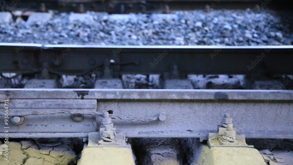 train wheels pressed rails and sleepers closeup train wheels pressed rails and sleepers closeup