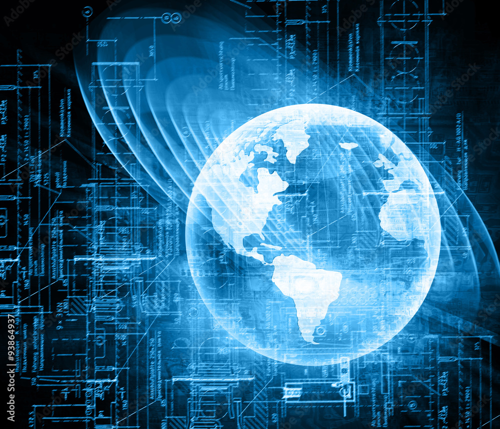 Fototapeta premium Best Internet Concept of global business. Globe, glowing lines