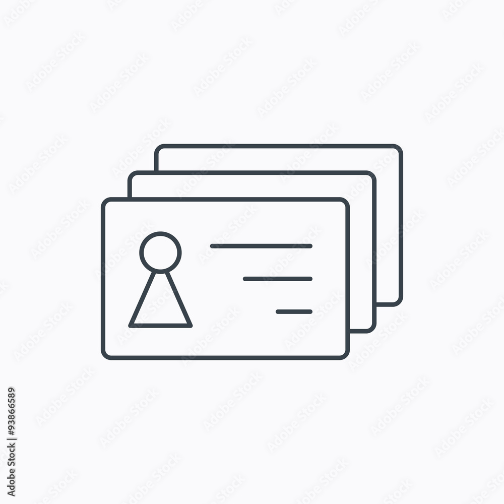 Contact cards icon. Identification badges sign. Contact cards icon. Identification badges sign.
