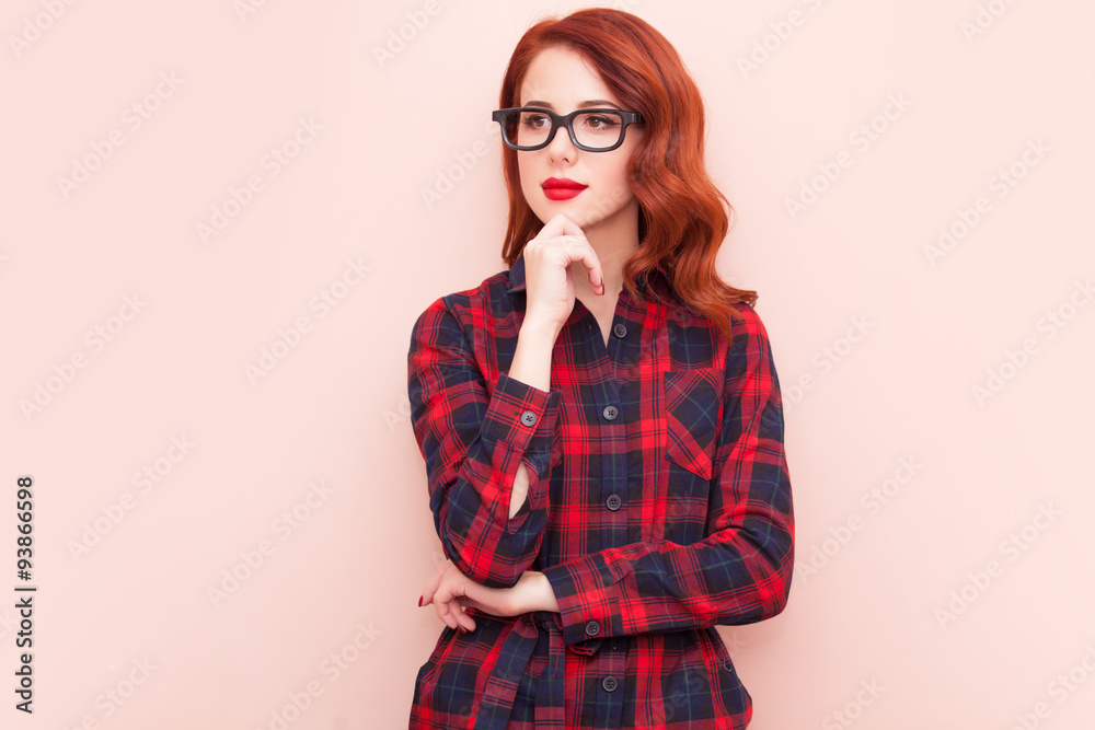 young caucasian girl in glasses