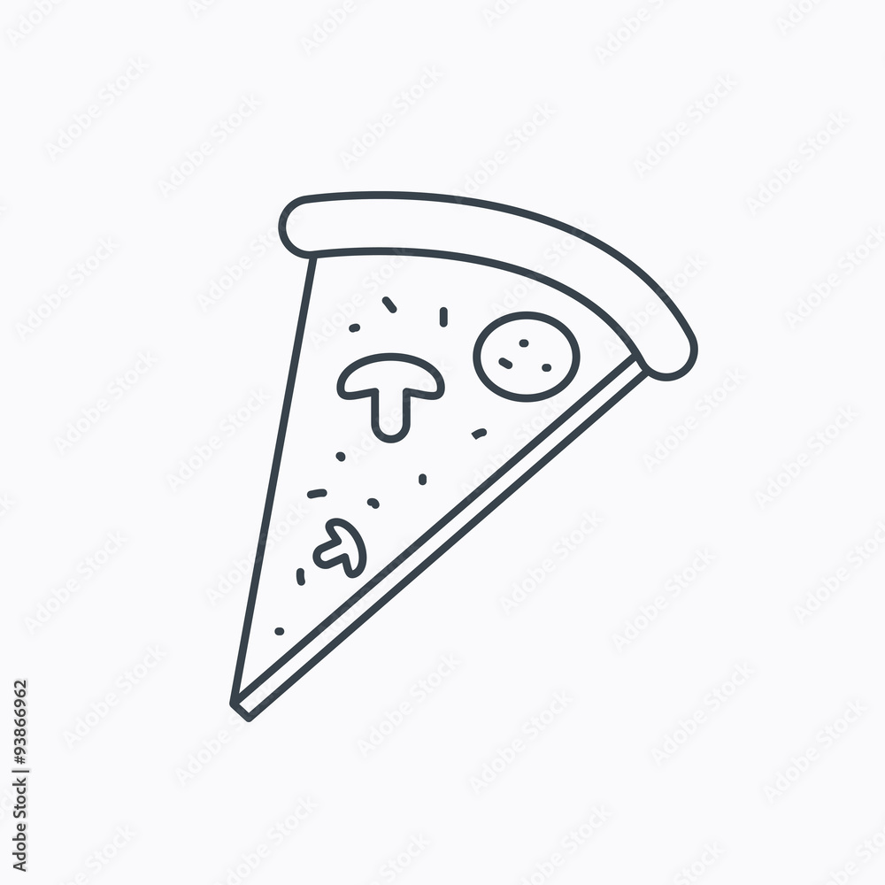 Pizza icon. Piece of Italian bake sign. Pizza icon. Piece of Italian bake sign.