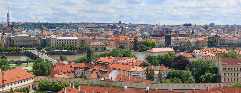 PRAGUE, CZECH REPUBLIC, JUNE 13: Panorama of Prague abd Vltava river on June 13 2013, Prague, Czech Republic