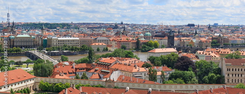 PRAGUE, CZECH REPUBLIC, JUNE 13: Panorama of Prague abd Vltava river on June 13 2013, Prague, Czech Republic