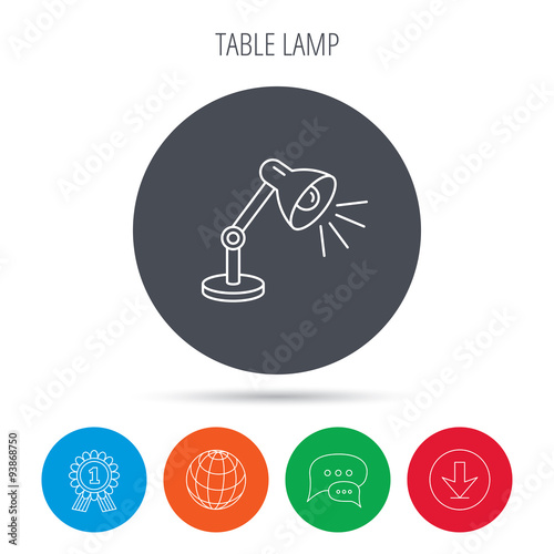 Table lamp icon. Desk light sign.
