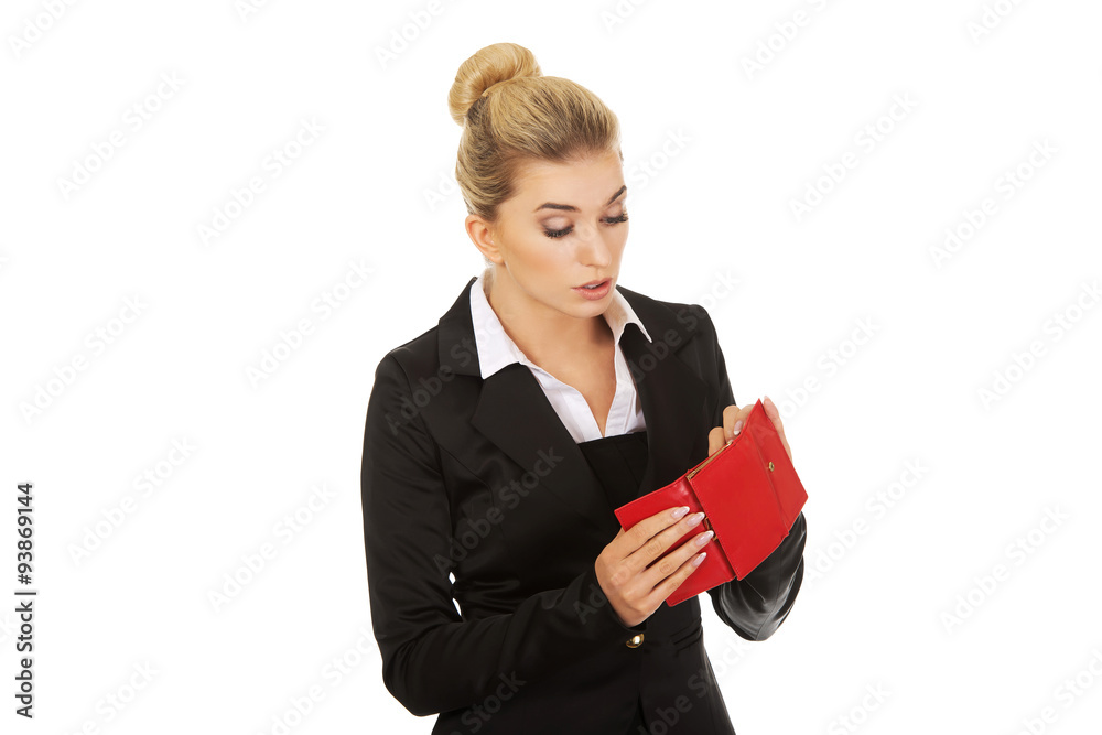Young caucasian woman with empty wallet - broke Young caucasian woman with empty wallet - broke