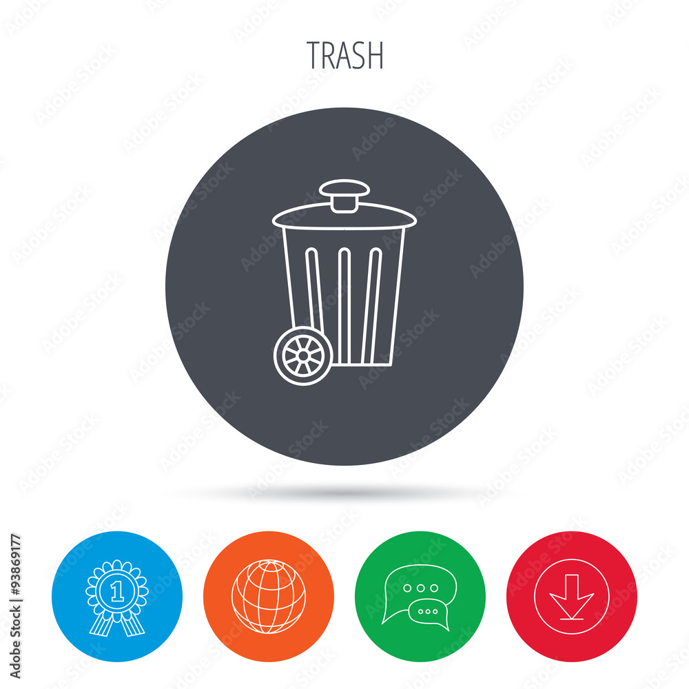 Recycle bin icon. Trash container sign. Recycle bin icon. Trash container sign.