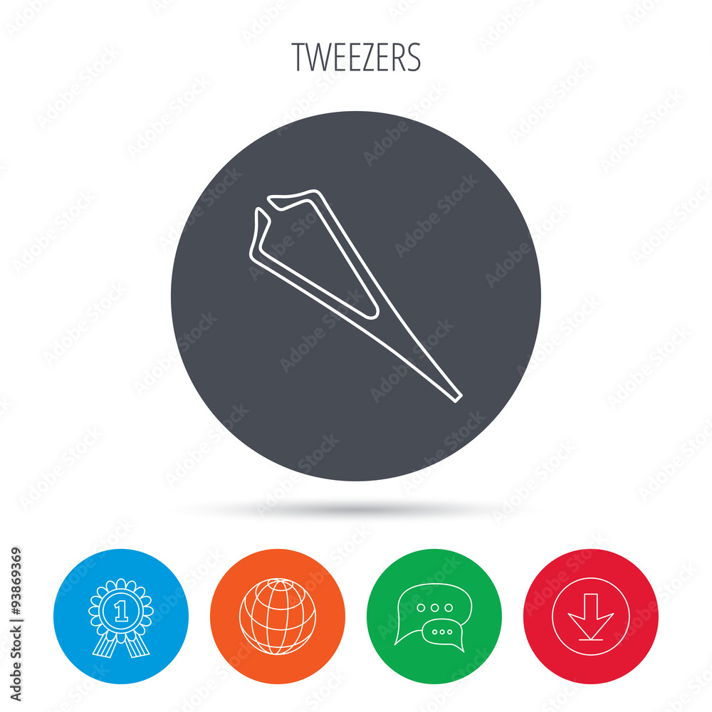 Medical tweezers icon. Cosmetic equipment sign. Medical tweezers icon. Cosmetic equipment sign.