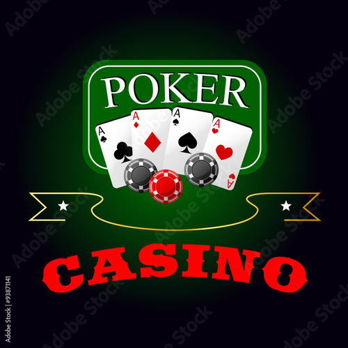Poker symbol with playing cards and gambling chips