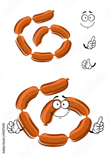 Cartoon appetizing brown pork sausages