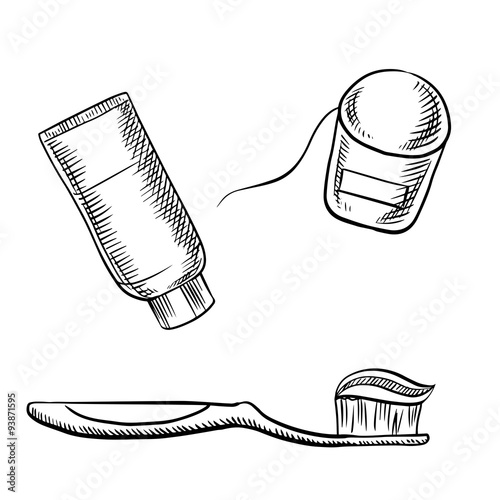 Toothpaste, toothbrush and dental floss