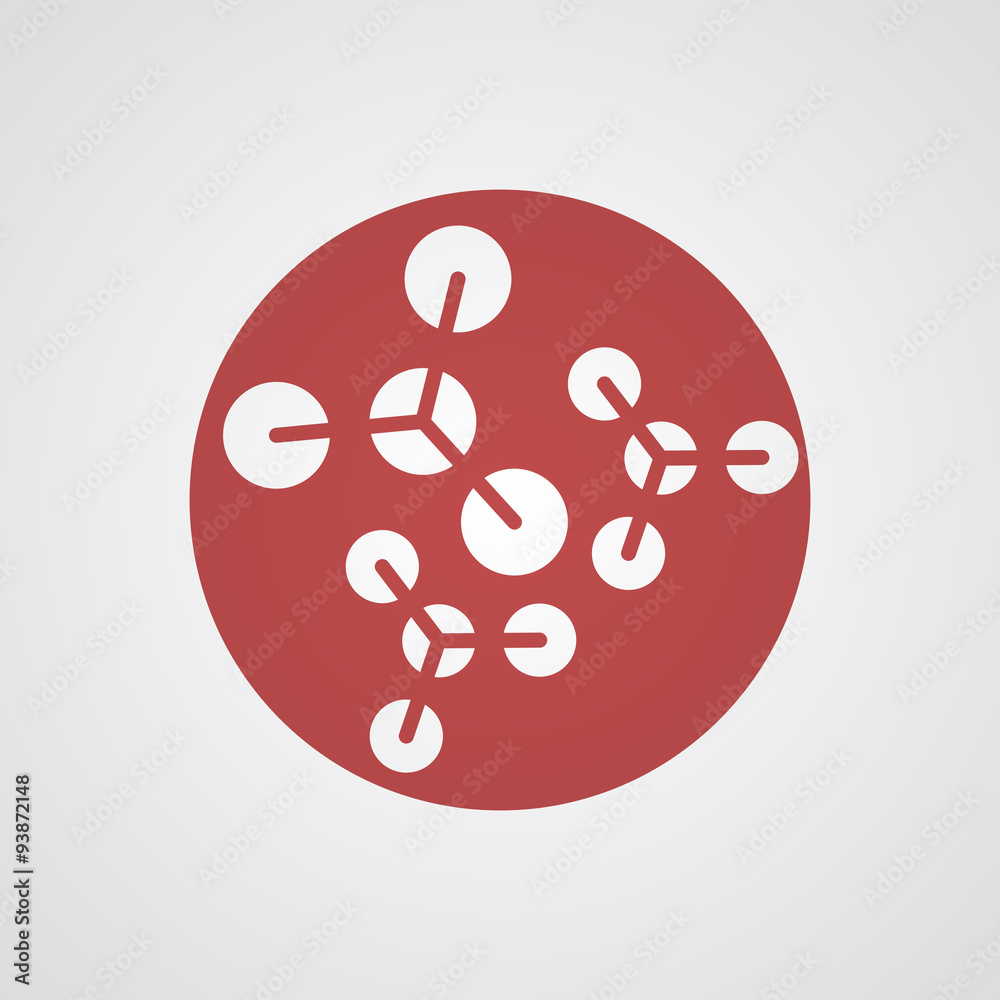 Flat red Molecules icon Flat red Molecules icon