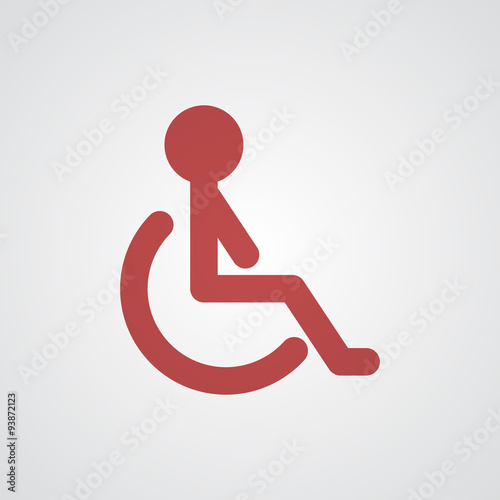 Flat red Wheel Chair icon