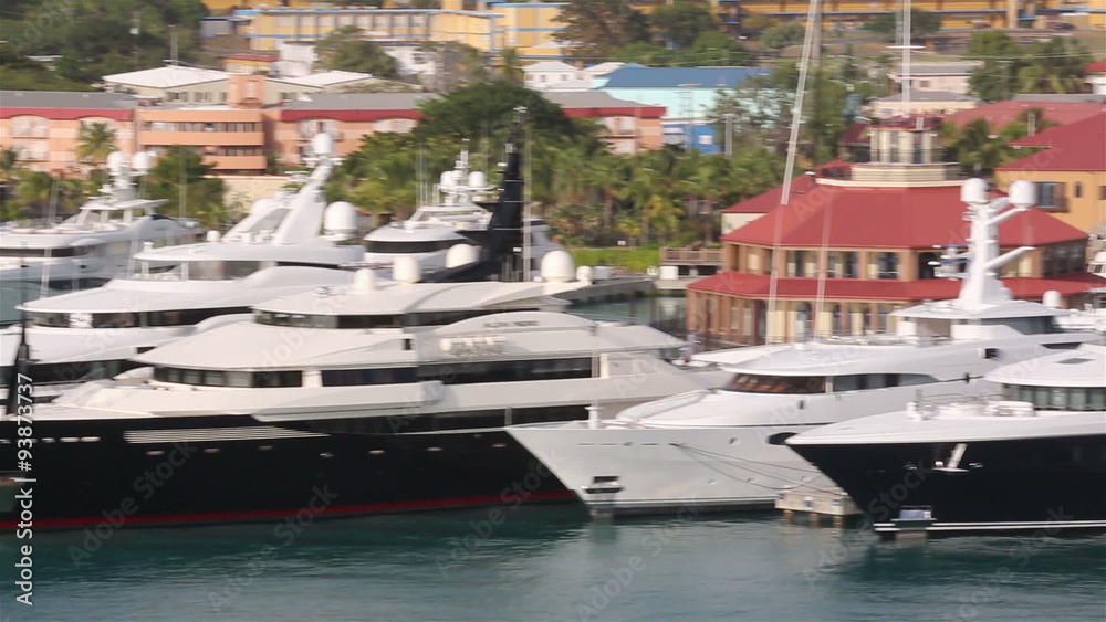 St Thomas pan across luxury yachts in harbor HD 0973 St Thomas pan across luxury yachts in harbor HD 0973
