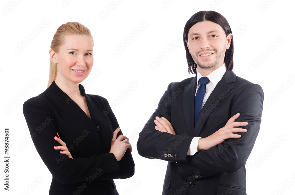 Businessman and businesswoman isolated on white Businessman and businesswoman isolated on white