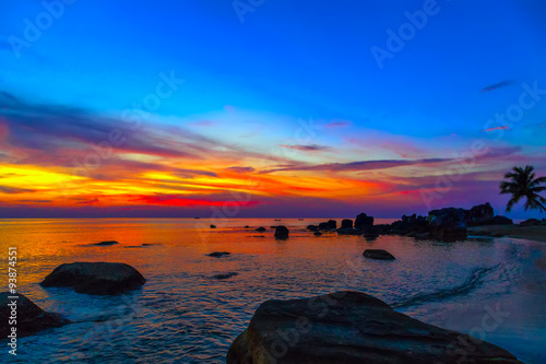 A sunset at a beach