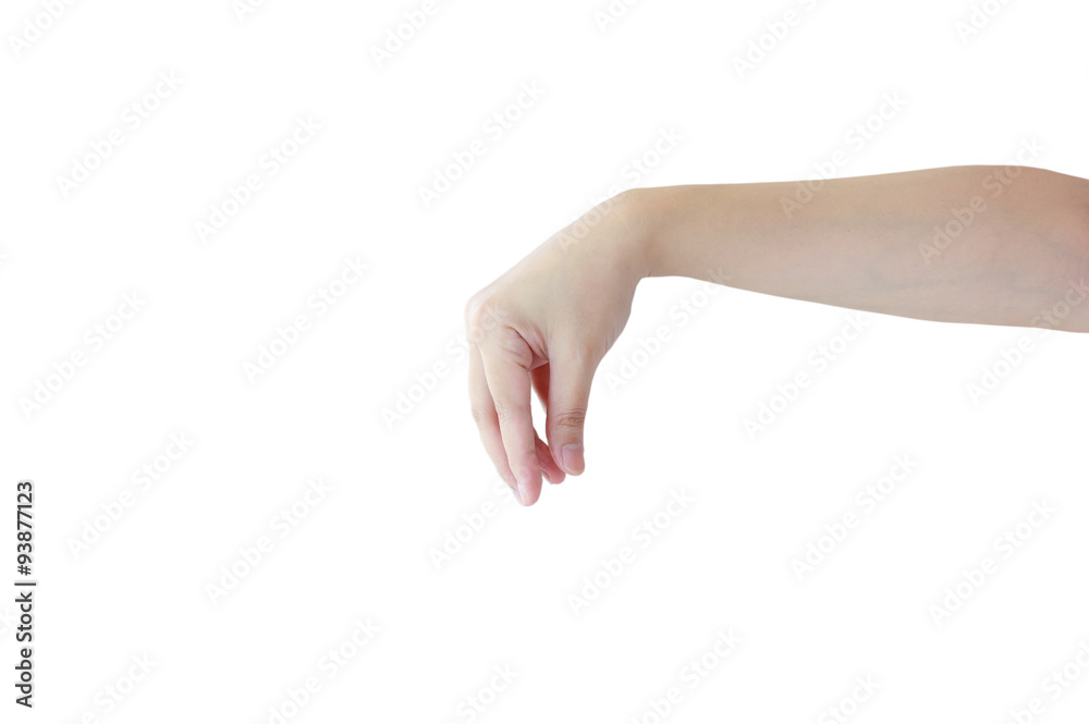 Hand pose like picking something isolated on white Hand pose like picking something isolated on white