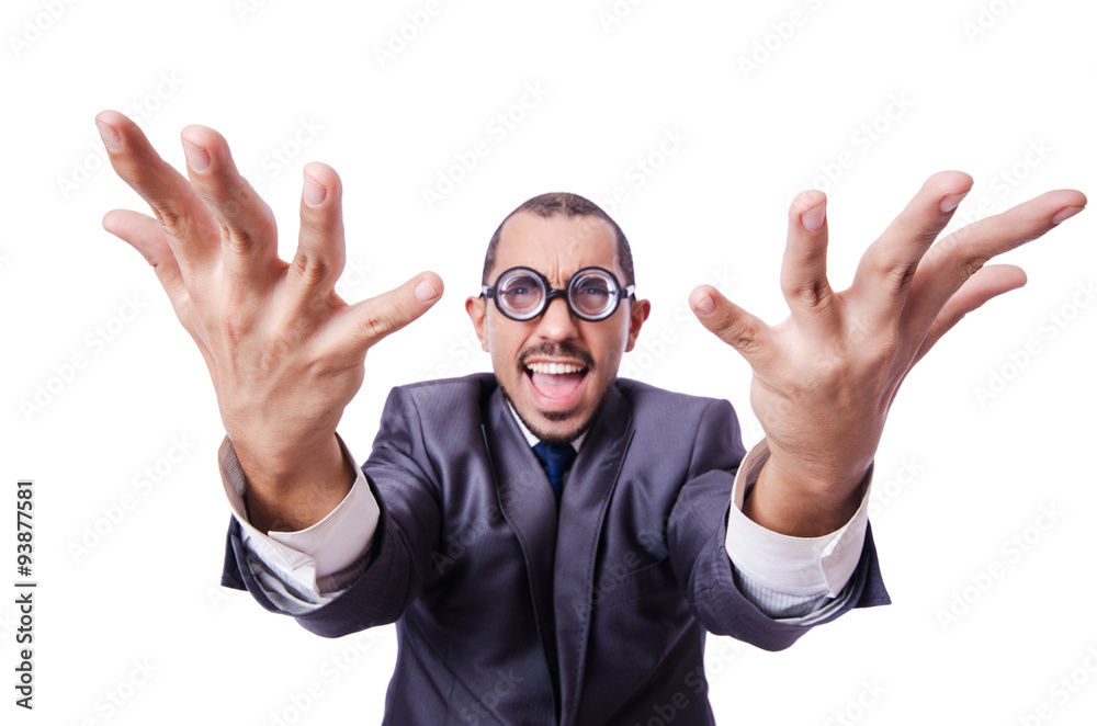 Funny businessman isolated on the white Funny businessman isolated on the white