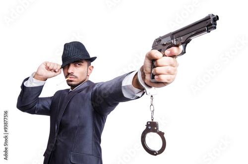 Funny businessman isolated on the white
