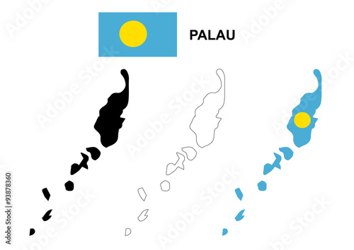 Palau map vector, Palau flag vector, isolated Palau photo