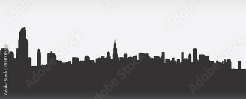 Skyline silhouette of the city of Chicago, Illinois, USA.