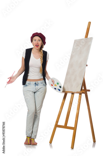 Woman artist isolated on the white