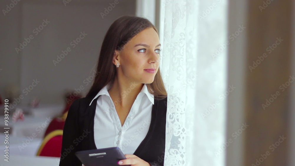 businessman  working woman It is working on a tablet in the