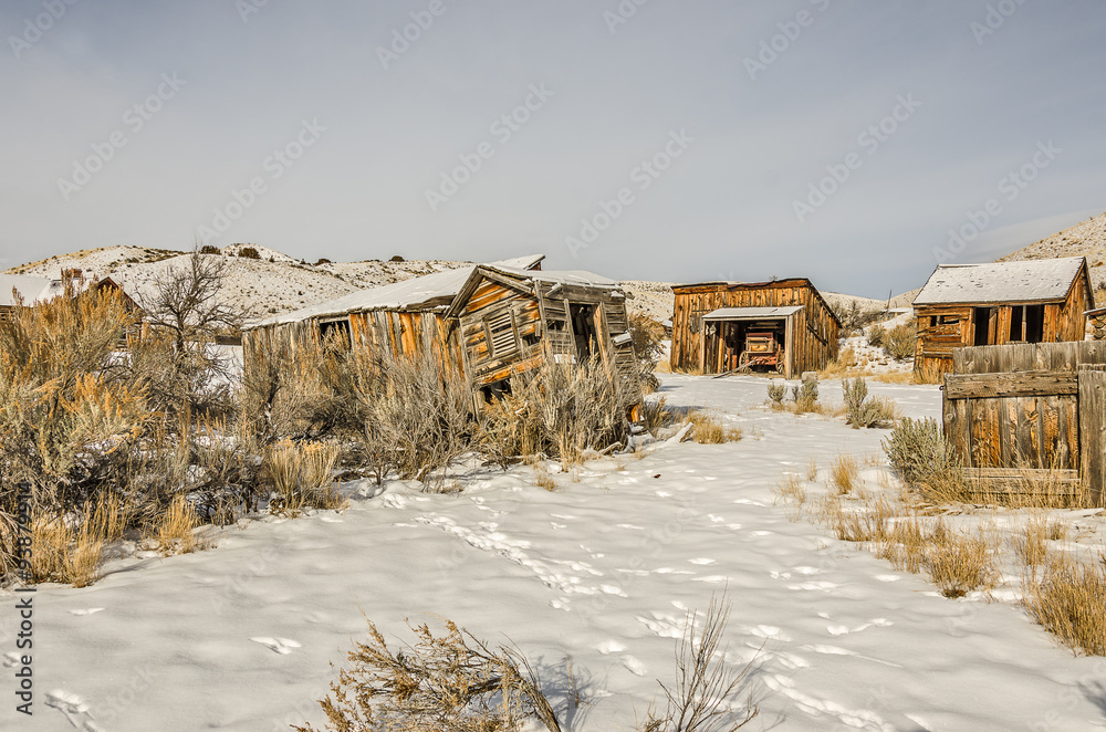 Dilapidated and Weathered Buildings in a ghost town