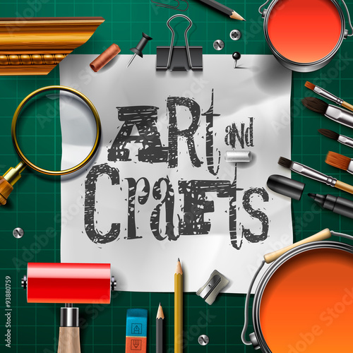 Art and crafts template with artist tools