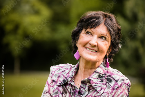 Senior woman outside portrait