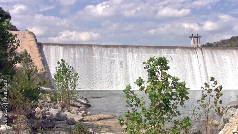 Diversion Dam over spillway shoreline HD Diversion Dam over spillway shoreline HD