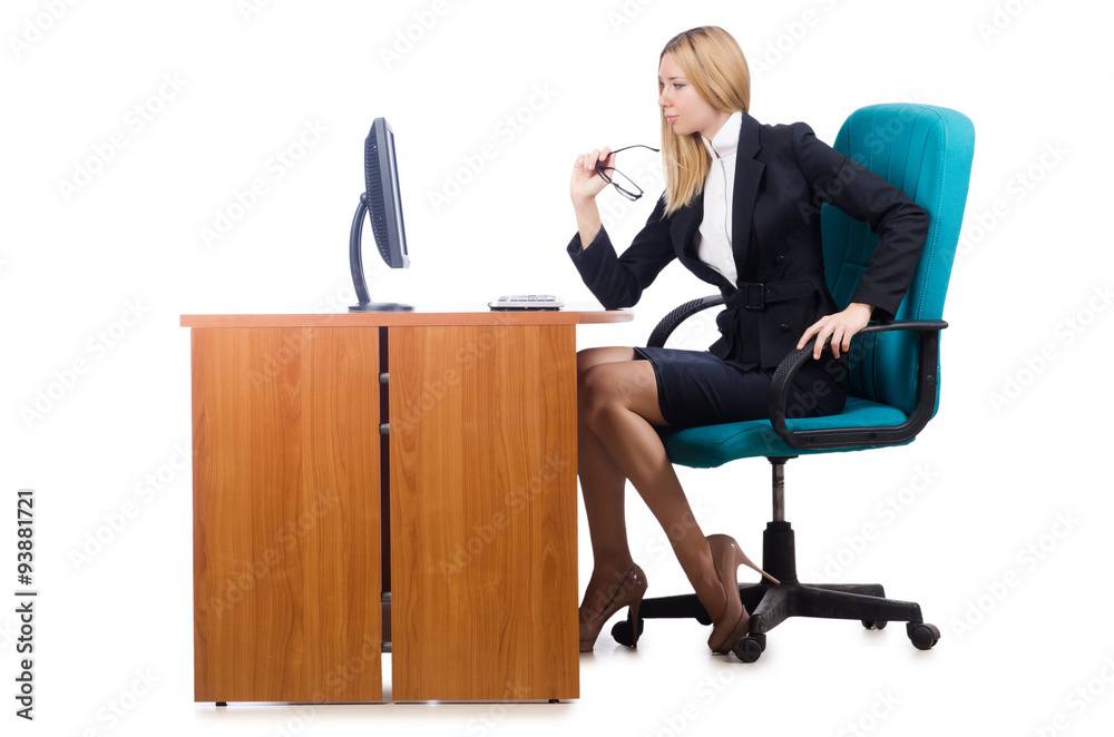 Woman businesswoman working isolated on white Woman businesswoman working isolated on white