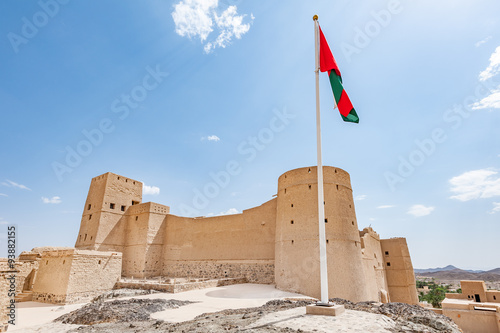 Bahla Fort in the Djebel Akhdar highlands, Oman. It has led to its designation as a UNESCO World Heritage Site. It was built in the 13th and 14th centuries.