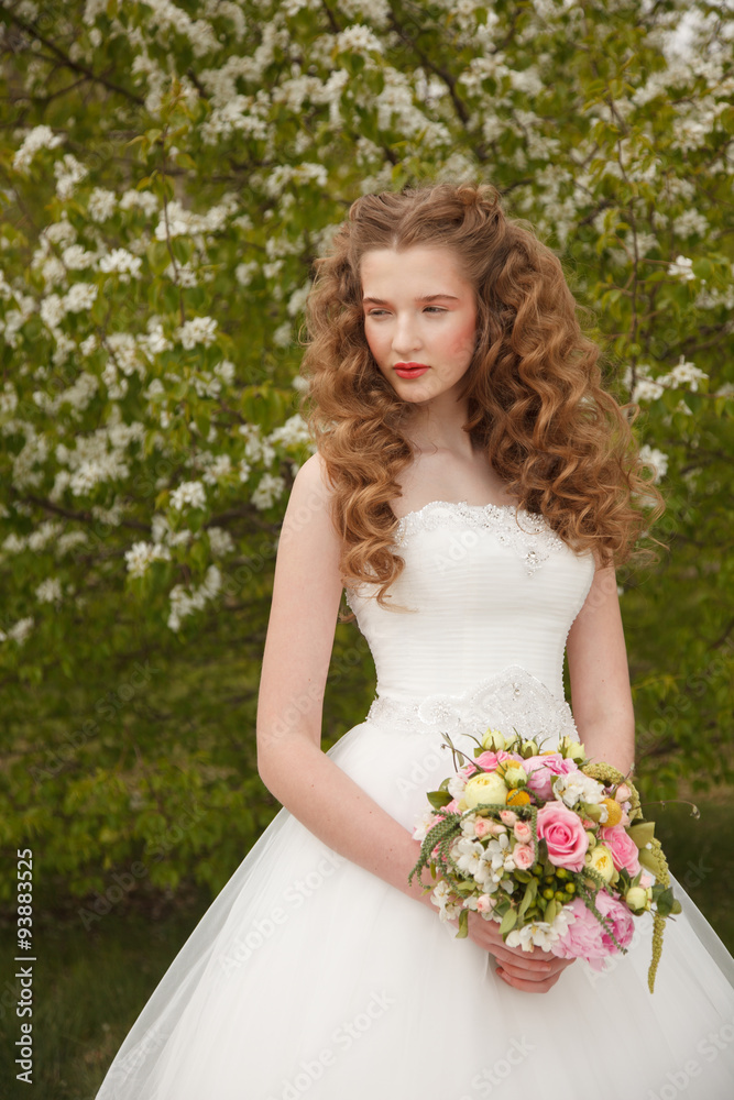 Young bride with flowers