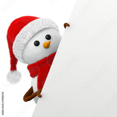 pupazzo di neve natalizio con cartello inclinato