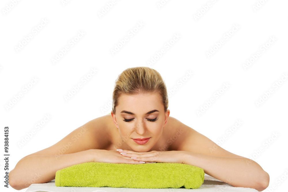 Fototapeta premium Young relaxed woman in spa.