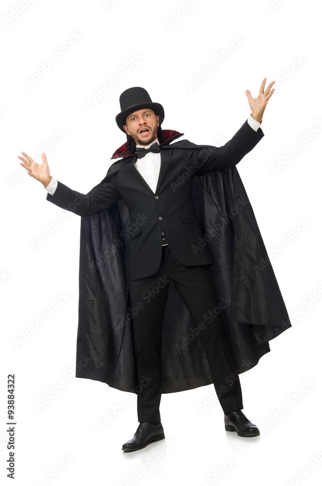 Man magician isolated on white Man magician isolated on white