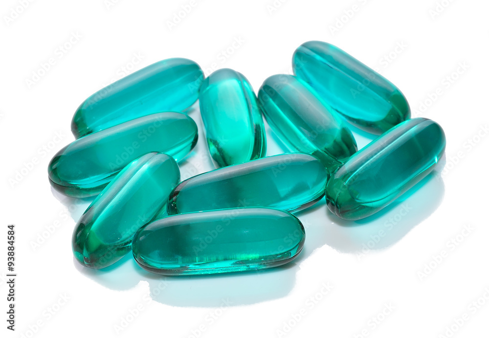 Blue capsule isolated on white background. Blue capsule isolated on white background.