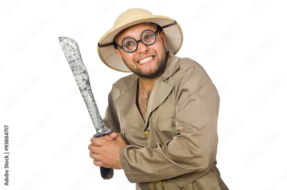 Man with knife isolated on white Man with knife isolated on white