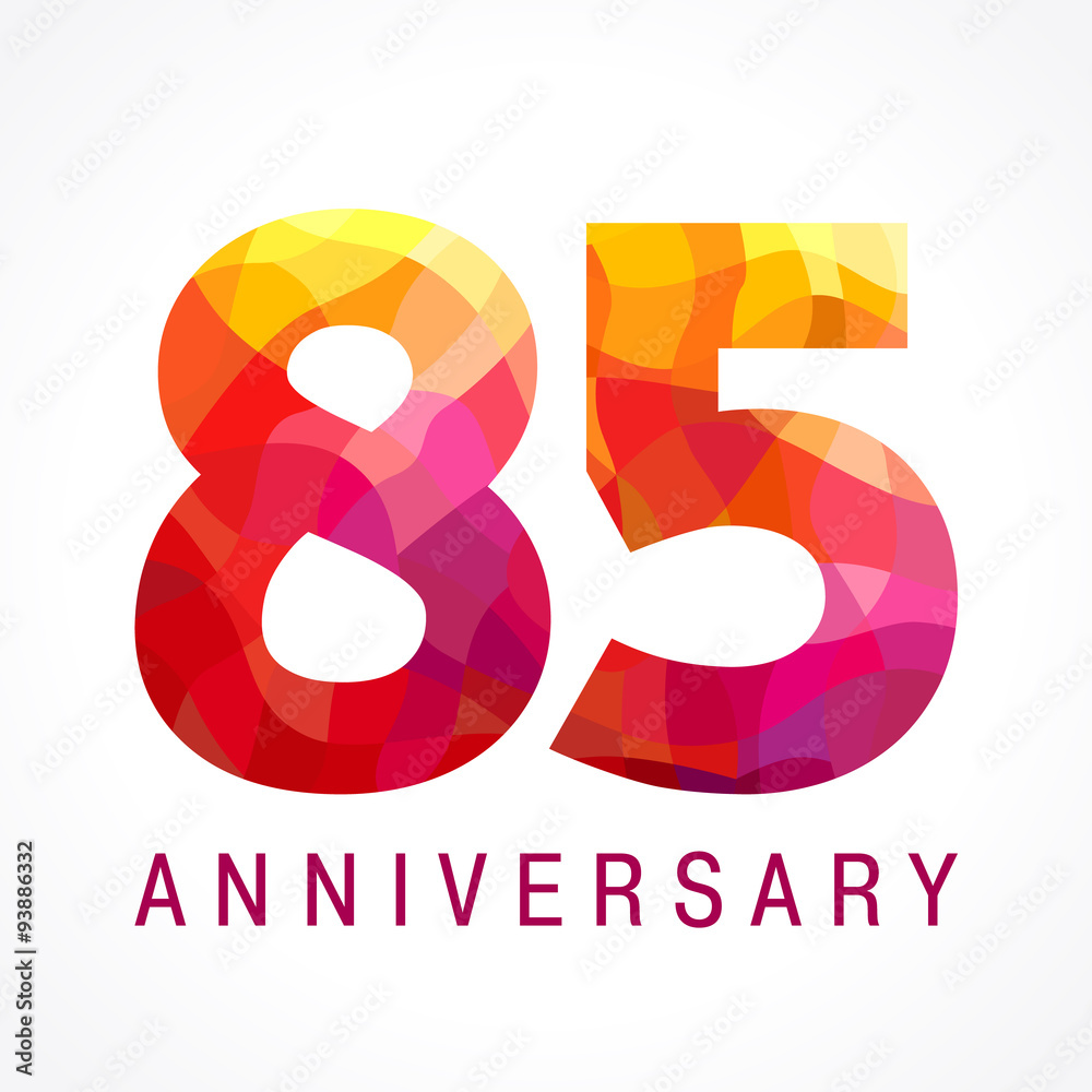 85 anniversary red colored logo. The bright faceted logotype of 85th ...