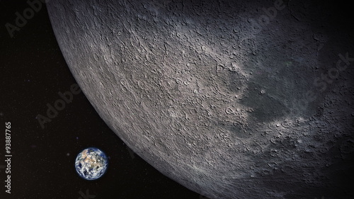 View on planet earth and moon from space 