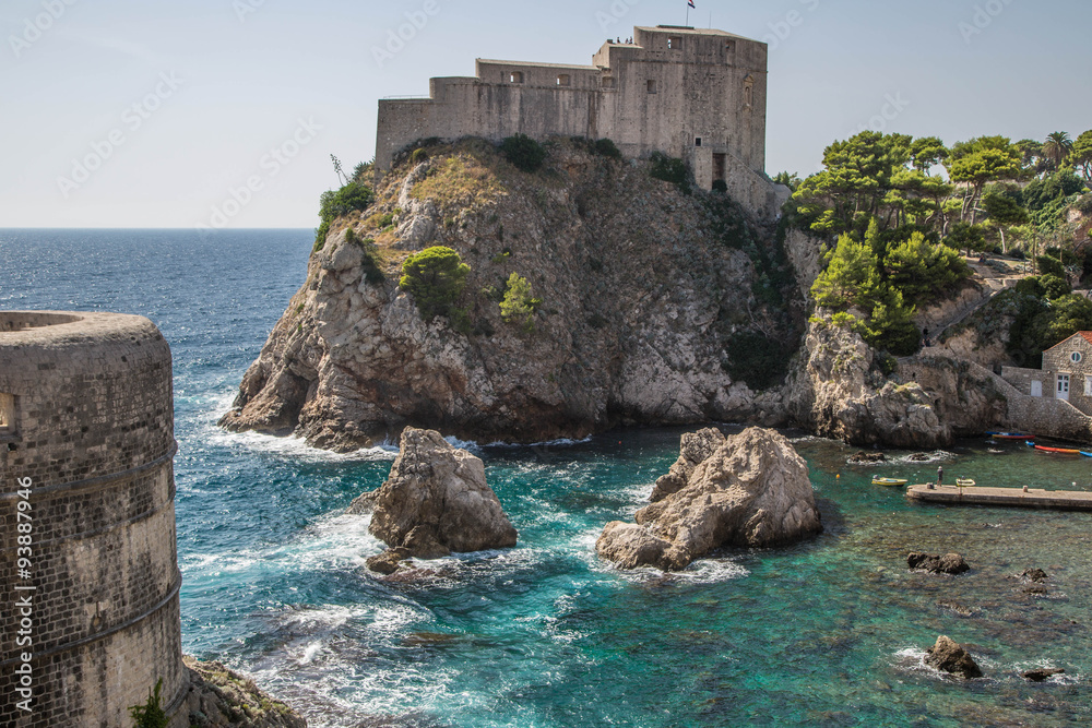 Dubrovnik Panorama von Oben und in Stein eingerahmt