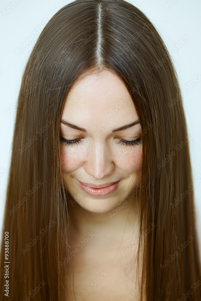 Portrait of a young woman with straight hair Portrait of a young woman with straight hair