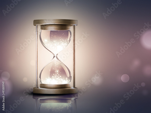 hourglass with shining light